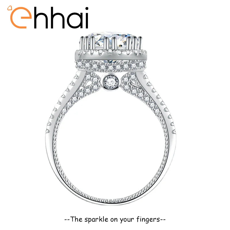 Ehhai GRA Certified 1-2CT Round Moissanite Engagement Rings for Women Luxury 925 Sterling Silver Wedding Ring Fine Jewelry Gifts