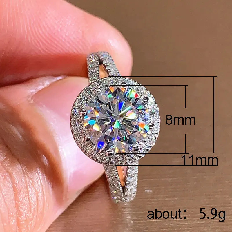 Ehhai GRA Certified 1-2CT Round Moissanite Engagement Rings for Women Luxury 925 Sterling Silver Wedding Ring Fine Jewelry Gifts
