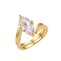 OEVAS 3CT Marquise Cut Moissanite Two Rings 100% S925 Silver Double row Ring for Women Wedding Party Fine Jewelry