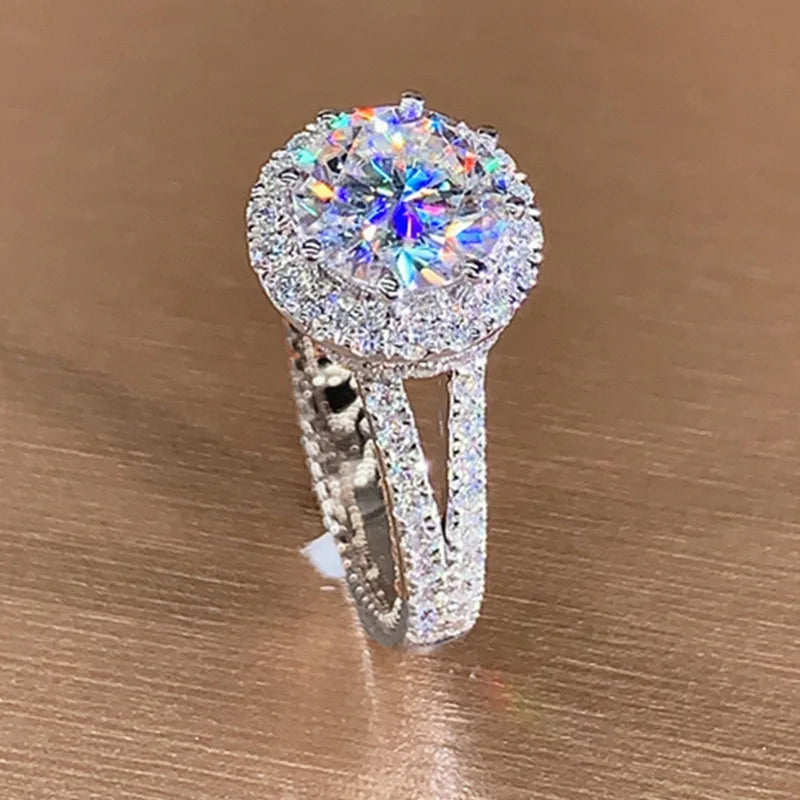 Ehhai GRA Certified 1-2CT Round Moissanite Engagement Rings for Women Luxury 925 Sterling Silver Wedding Ring Fine Jewelry Gifts
